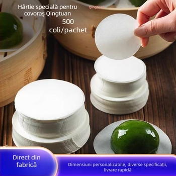 Hârtie pentru aburi verzi, antiaderentă, cu acoperire din silicon alimentar, rotundă și pătrată