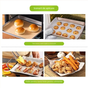 Hârtie de copt dreptunghiulară, absorbantă pentru ulei, liner pentru tavă de cuptor, rezistentă la temperaturi înalte, hârtie de pergament cu silicon alimentar, hârtie pentru prăjit, hârtie pentru grătar
