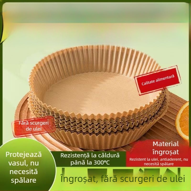 Pergament pentru air fryer – rezistent la temperaturi înalte, absorbe grăsimi, acoperire cu silicon, kraft hârtie pentru copt