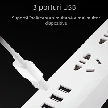 Prelungitor USB cu porturi USB, standard național nou, întrerupător multifuncțional pentru casă și birou