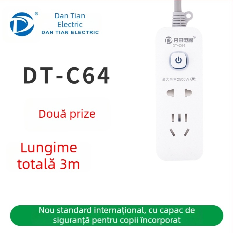 Prelungitor USB cu porturi USB, standard național nou, întrerupător multifuncțional pentru casă și birou