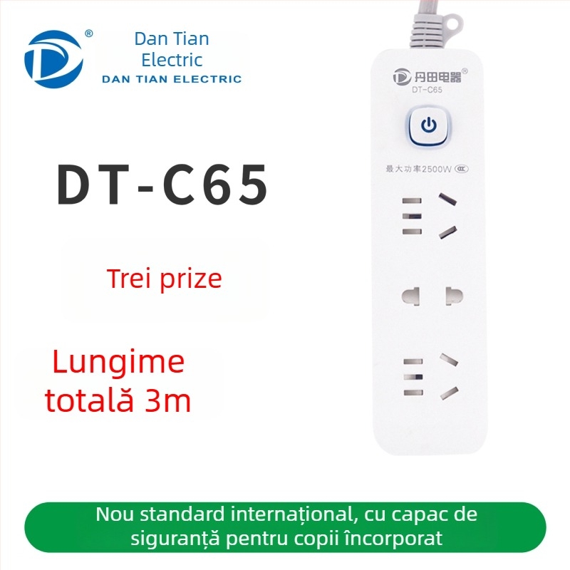 Prelungitor USB cu porturi USB, standard național nou, întrerupător multifuncțional pentru casă și birou