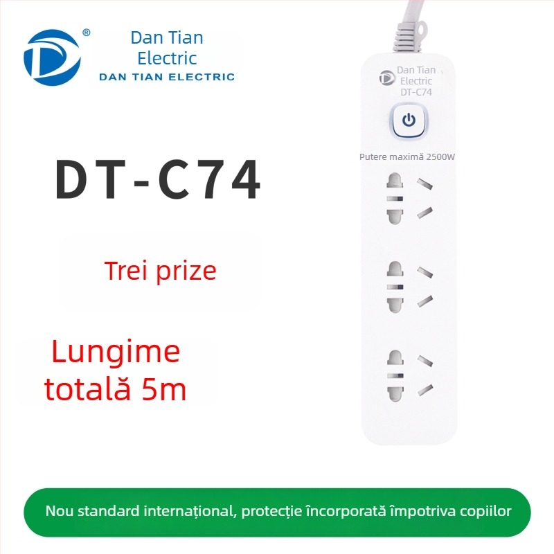 Prelungitor USB cu porturi USB, standard național nou, întrerupător multifuncțional pentru casă și birou