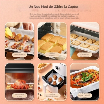 Hârtie de copt pentru pește, 60×40 cm, fără pori, hârtie de aburi cu acoperire dublă din silicon, antiaderent pentru coacere, 500 de foi