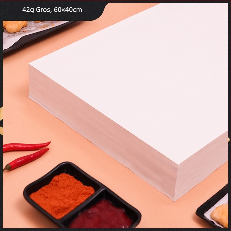 Hârtie de copt pentru pește, 60×40 cm, fără pori, hârtie de aburi cu acoperire dublă din silicon, antiaderent pentru coacere, 500 de foi
