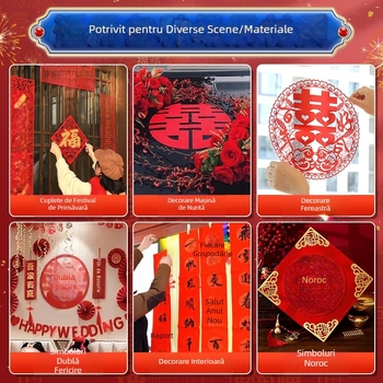 Bandă adezivă dublu fațetă pentru decoruri festive cu caractere norocoase, nunți, baloane și desene de Anul Nou