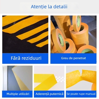 Bandă de hârtie pentru rosturi la plăci ceramice, mascare la vopsire, pentru pereți interiori și exteriori, galbenă, fără urme
