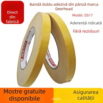 Deerhead DS17B bandă dublu-adezivă pe bază de pânză pentru imprimare 4D și montaj plăci, rezistentă la temperaturi înalte, adeziv pentru matrițe, fără reziduuri.