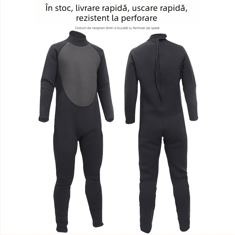 Costum de neopren întreg, 3.0 mm grosime, călduros, mâneci lungi, pentru surfing, snorkeling, scufundări și înot de iarnă