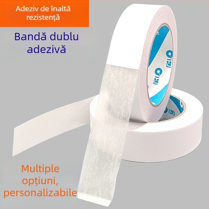 Bandă dublu adezivă pe bază uleioasă, cu viscozitate înaltă și aderență puternică, pentru hârtie din bumbac