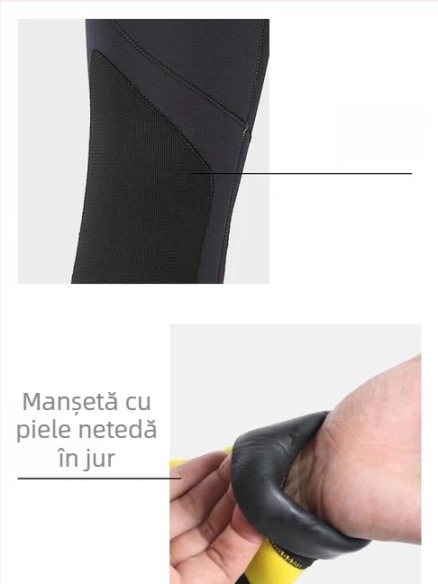 Combinezon neopren 7 mm cu glugă și căptușeală din fleece — cald, impermeabil, semi-uscat, pentru scufundări și înot, unisex