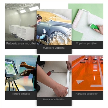Bandă albă de mască din hârtie texturată, ușor de rupt cu mâna, suprafață scrisă, fără reziduuri, mascare pentru vopsire, decor pentru casă și nuntă.