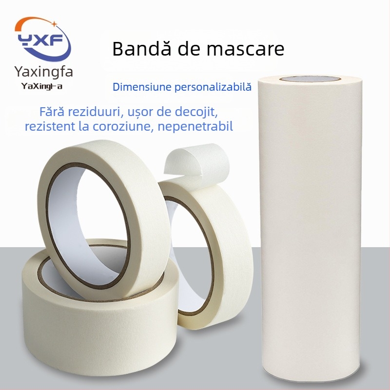 Bandă albă de mască din hârtie texturată, ușor de rupt cu mâna, suprafață scrisă, fără reziduuri, mascare pentru vopsire, decor pentru casă și nuntă.