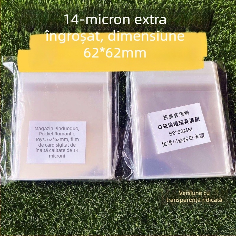 Sac Ziplock, autoadeziv, folie îngroșată de 12 mil, pungă de protecție rotundă pentru carduri de 20 mil, dimensiuni 6,2×6,2