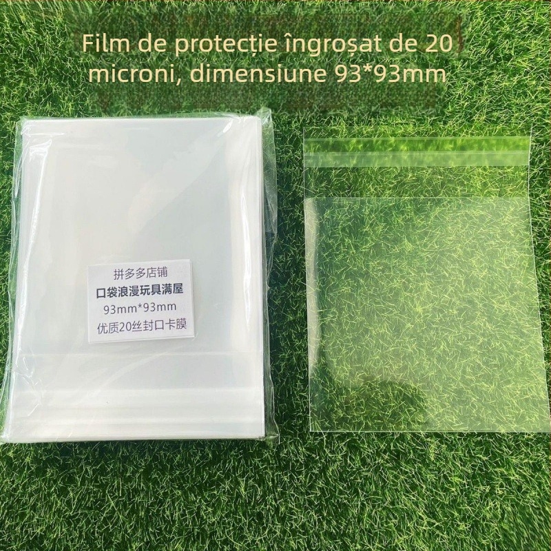 Sac Ziplock, autoadeziv, folie îngroșată de 12 mil, pungă de protecție rotundă pentru carduri de 20 mil, dimensiuni 6,2×6,2