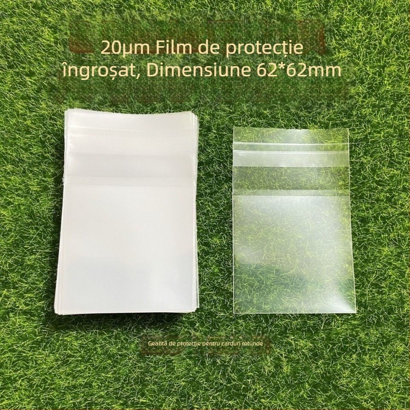 Sac Ziplock, autoadeziv, folie îngroșată de 12 mil, pungă de protecție rotundă pentru carduri de 20 mil, dimensiuni 6,2×6,2