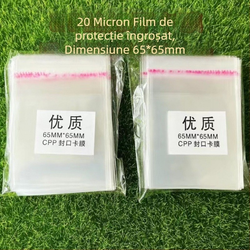 Sac Ziplock, autoadeziv, folie îngroșată de 12 mil, pungă de protecție rotundă pentru carduri de 20 mil, dimensiuni 6,2×6,2