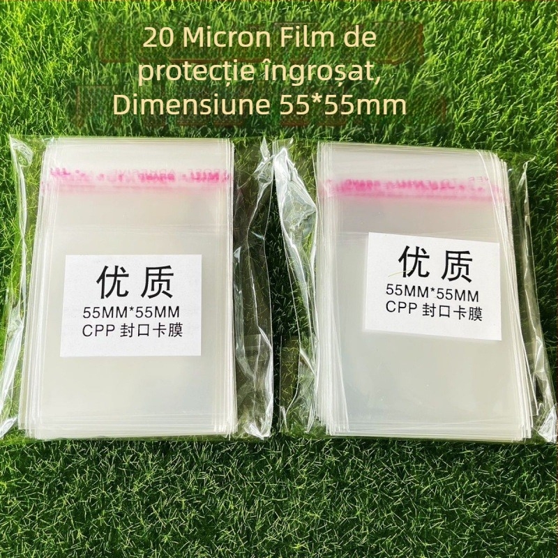 Sac Ziplock, autoadeziv, folie îngroșată de 12 mil, pungă de protecție rotundă pentru carduri de 20 mil, dimensiuni 6,2×6,2