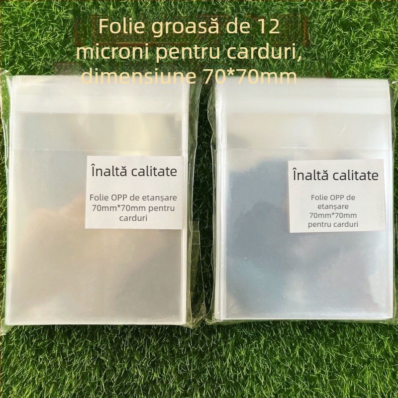 Sac Ziplock, autoadeziv, folie îngroșată de 12 mil, pungă de protecție rotundă pentru carduri de 20 mil, dimensiuni 6,2×6,2