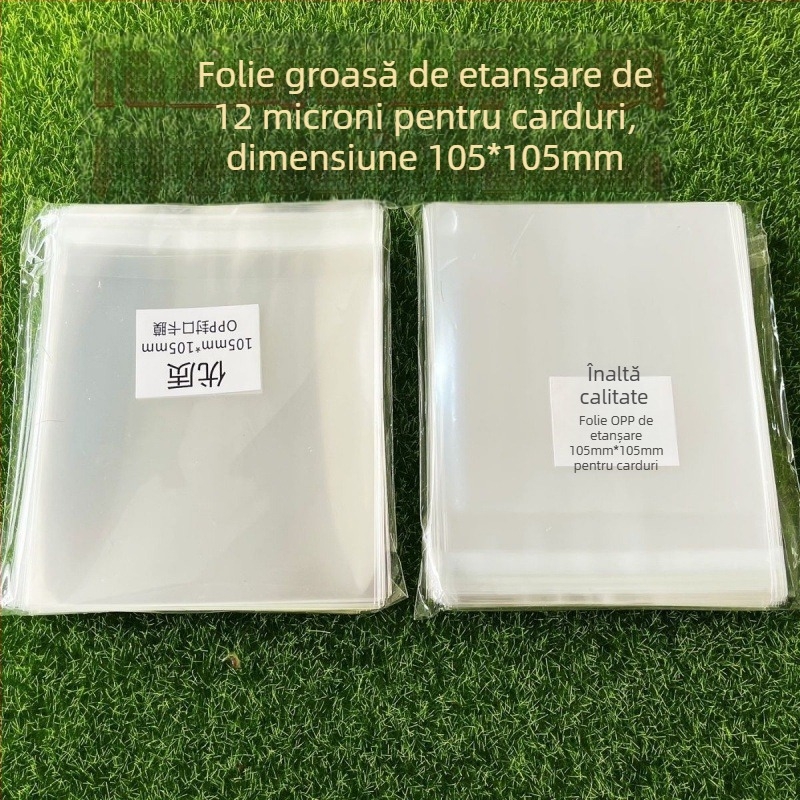Sac Ziplock, autoadeziv, folie îngroșată de 12 mil, pungă de protecție rotundă pentru carduri de 20 mil, dimensiuni 6,2×6,2