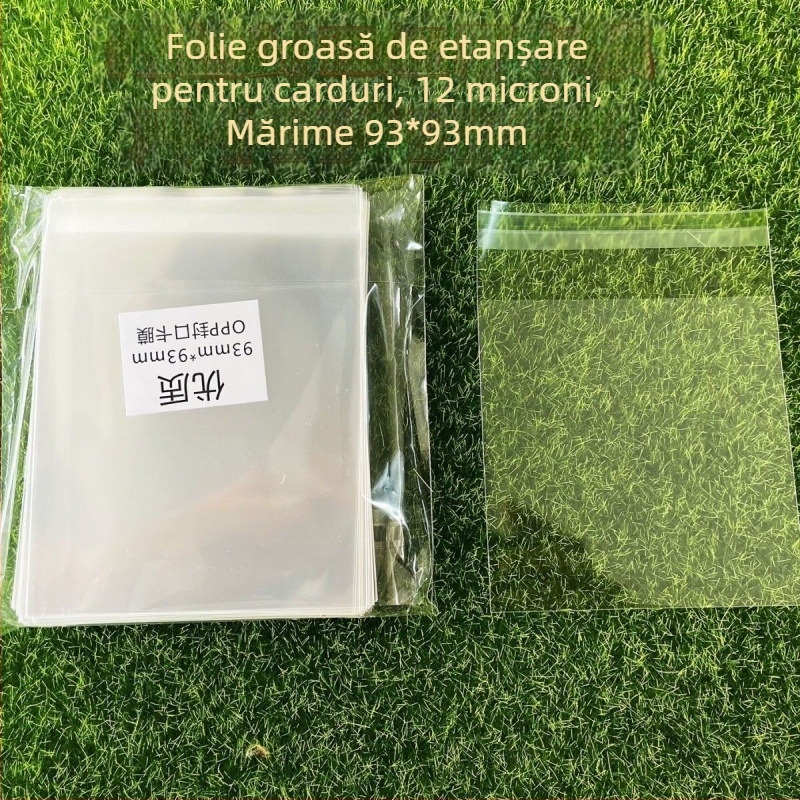 Sac Ziplock, autoadeziv, folie îngroșată de 12 mil, pungă de protecție rotundă pentru carduri de 20 mil, dimensiuni 6,2×6,2