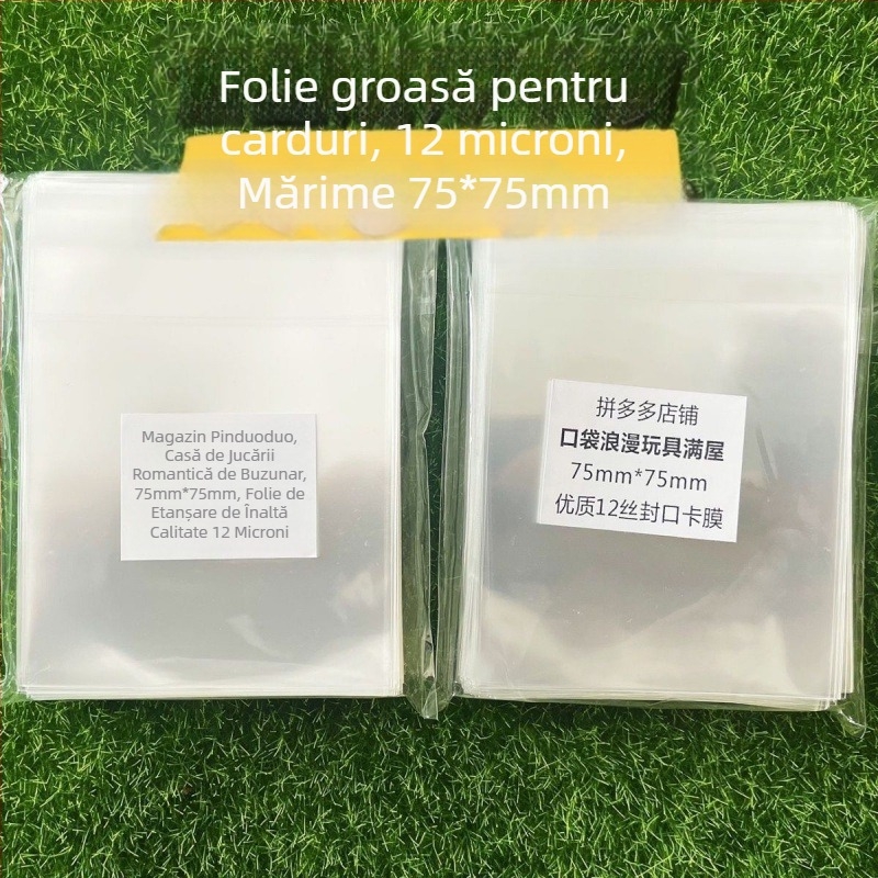 Sac Ziplock, autoadeziv, folie îngroșată de 12 mil, pungă de protecție rotundă pentru carduri de 20 mil, dimensiuni 6,2×6,2