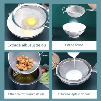 Sita din oțel inoxidabil 304, ultra-fină pentru zer de soia, cu două mâneri, mare