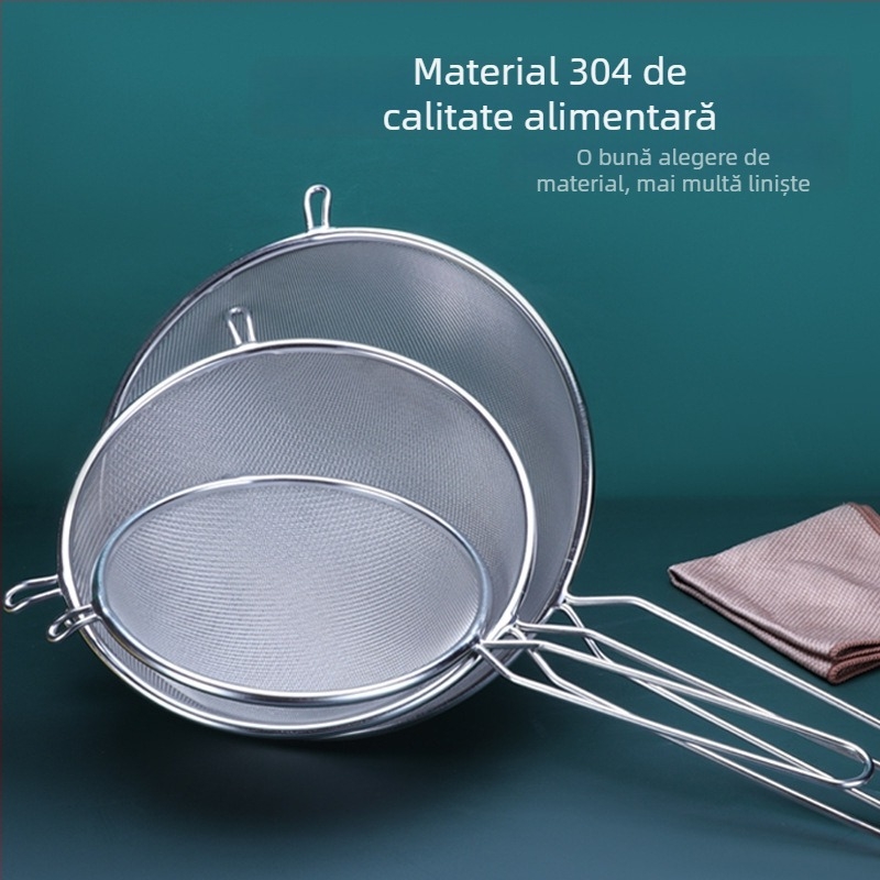 Sita din oțel inoxidabil 304, ultra-fină pentru zer de soia, cu două mâneri, mare