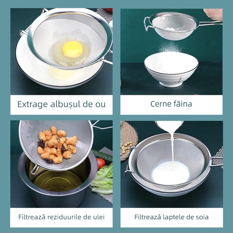 Sita din oțel inoxidabil 304, ultra-fină pentru zer de soia, cu două mâneri, mare