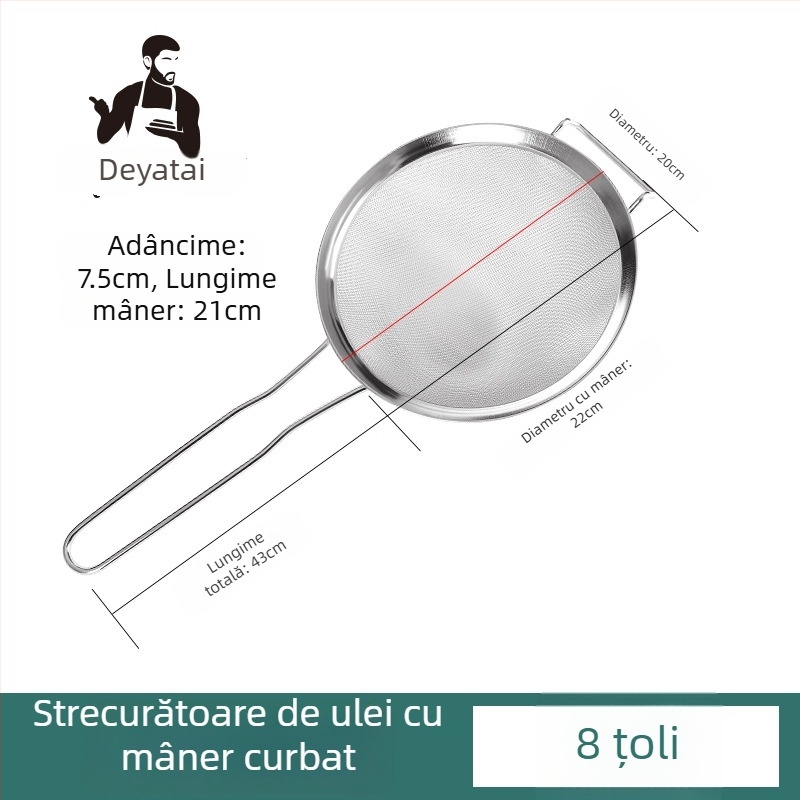 Sita din oțel inoxidabil 304, ultra-fină pentru zer de soia, cu două mâneri, mare