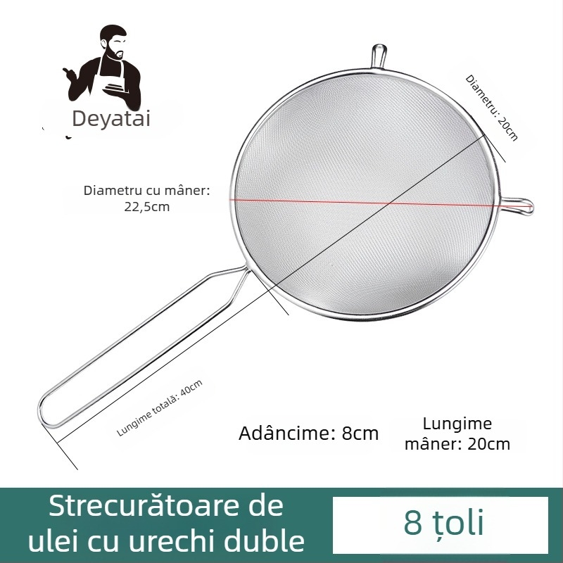 Sita din oțel inoxidabil 304, ultra-fină pentru zer de soia, cu două mâneri, mare