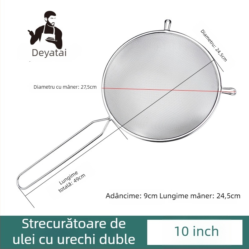 Sita din oțel inoxidabil 304, ultra-fină pentru zer de soia, cu două mâneri, mare