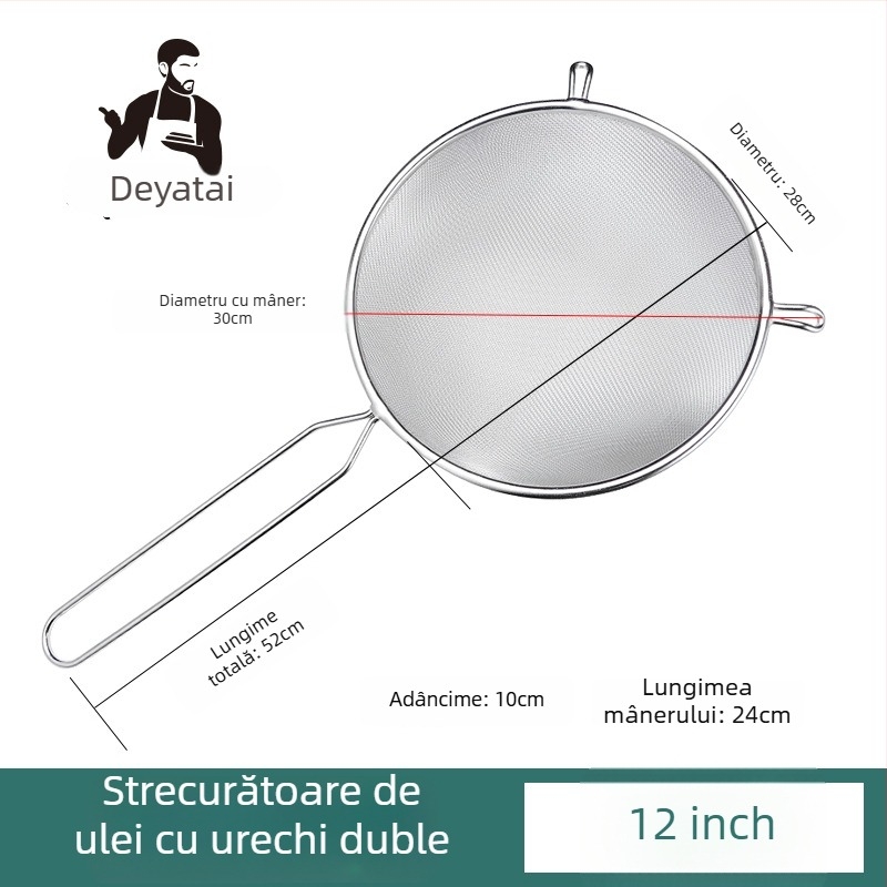 Sita din oțel inoxidabil 304, ultra-fină pentru zer de soia, cu două mâneri, mare