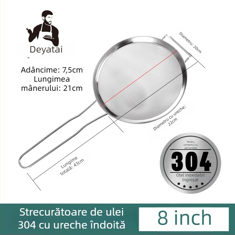 Sita din oțel inoxidabil 304, ultra-fină pentru zer de soia, cu două mâneri, mare