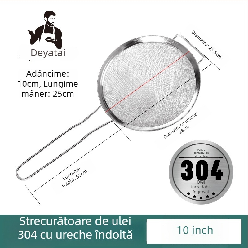 Sita din oțel inoxidabil 304, ultra-fină pentru zer de soia, cu două mâneri, mare