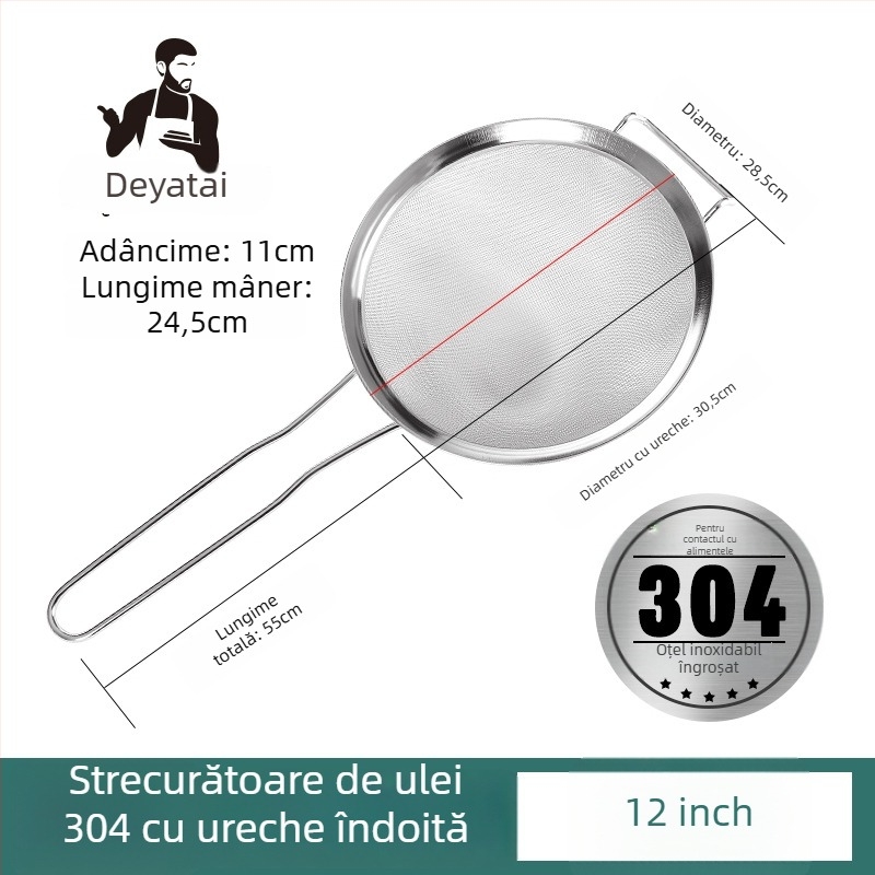 Sita din oțel inoxidabil 304, ultra-fină pentru zer de soia, cu două mâneri, mare