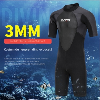 ZCCO costum neopren 3mm pentru bărbați, cu mâneci scurte, protecție termică pentru scufundări în sezonul rece