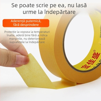 Bandă de mascare din hârtie texturată, 3 mm, cod 244 – galbenă, pentru vopsire exterioară a pereților, rezistență la pătrundere, mascare rosturi