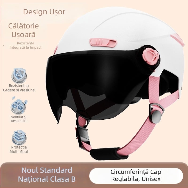 Cască de motocicletă cu standard național nou, half-helmet 3C, protecție solară vara pentru femei, căldură iarna pentru bărbați, pentru vehicule electrice