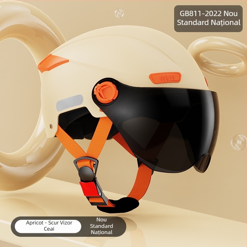 Cască de motocicletă cu standard național nou, half-helmet 3C, protecție solară vara pentru femei, căldură iarna pentru bărbați, pentru vehicule electrice