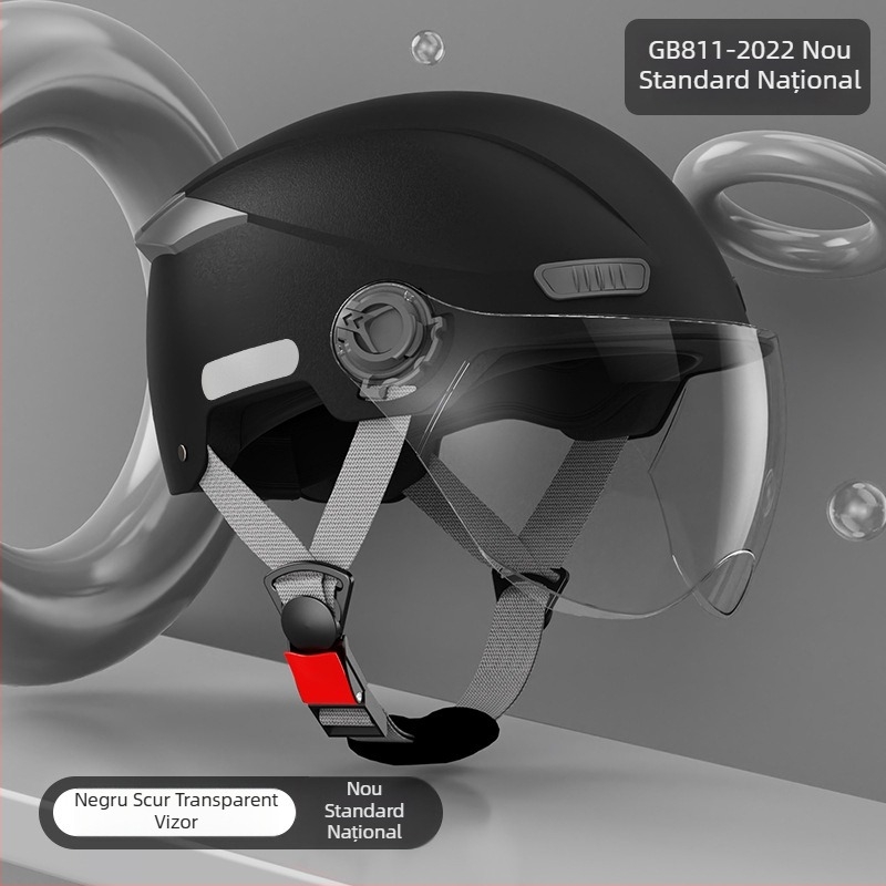 Cască de motocicletă cu standard național nou, half-helmet 3C, protecție solară vara pentru femei, căldură iarna pentru bărbați, pentru vehicule electrice