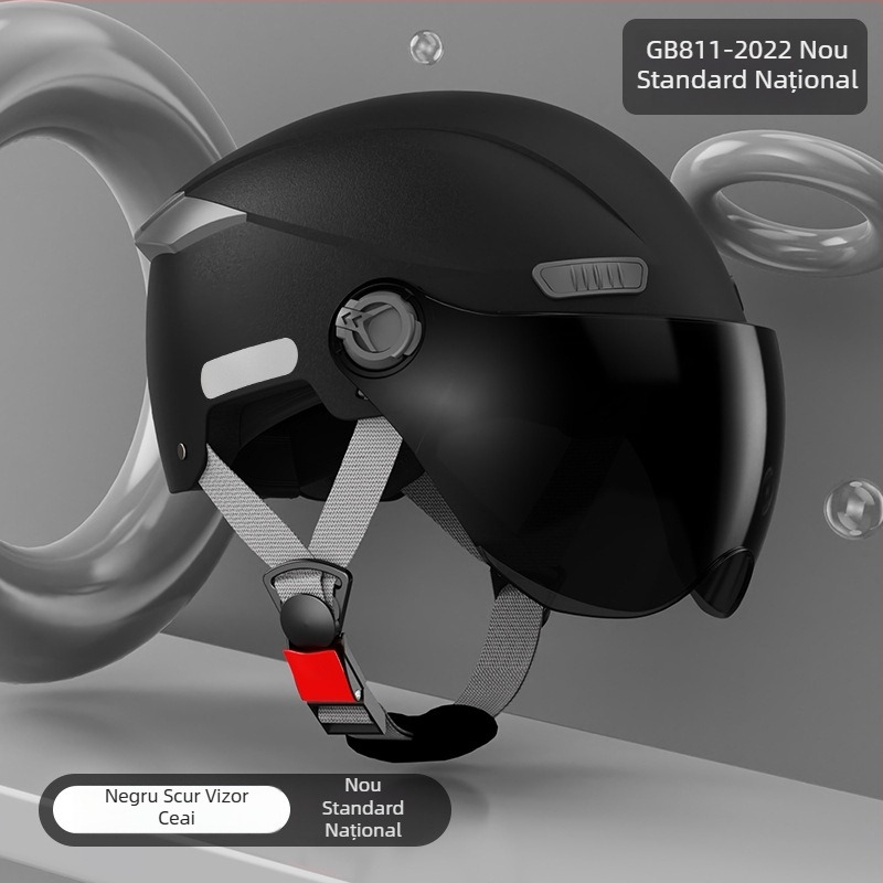 Cască de motocicletă cu standard național nou, half-helmet 3C, protecție solară vara pentru femei, căldură iarna pentru bărbați, pentru vehicule electrice