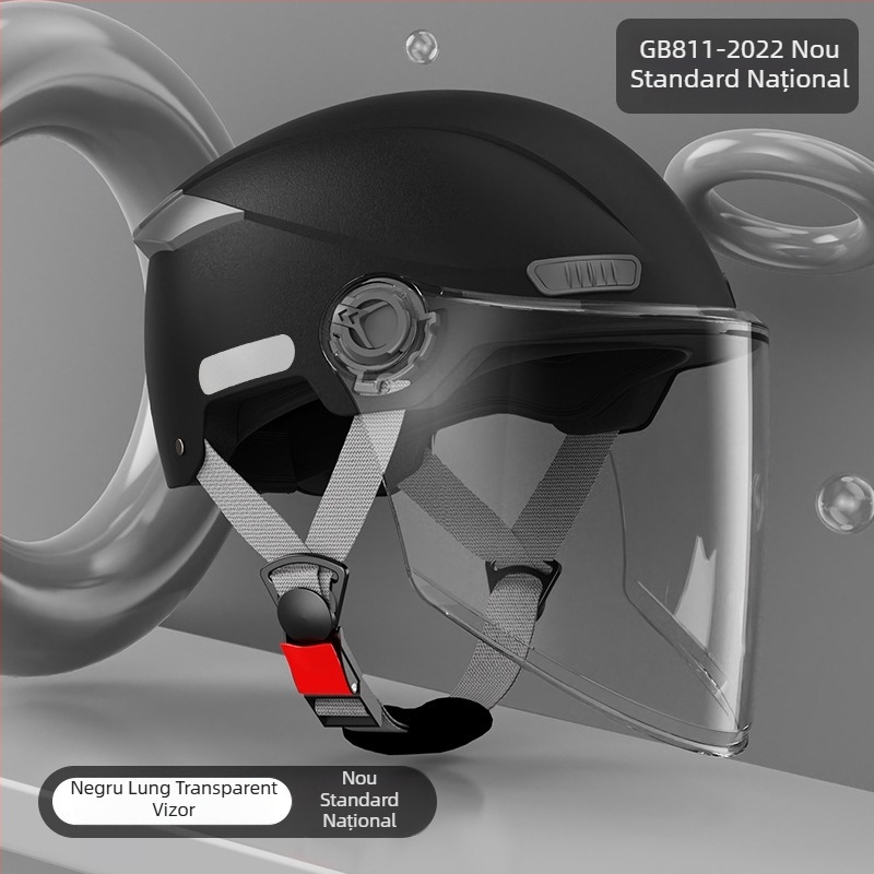 Cască de motocicletă cu standard național nou, half-helmet 3C, protecție solară vara pentru femei, căldură iarna pentru bărbați, pentru vehicule electrice