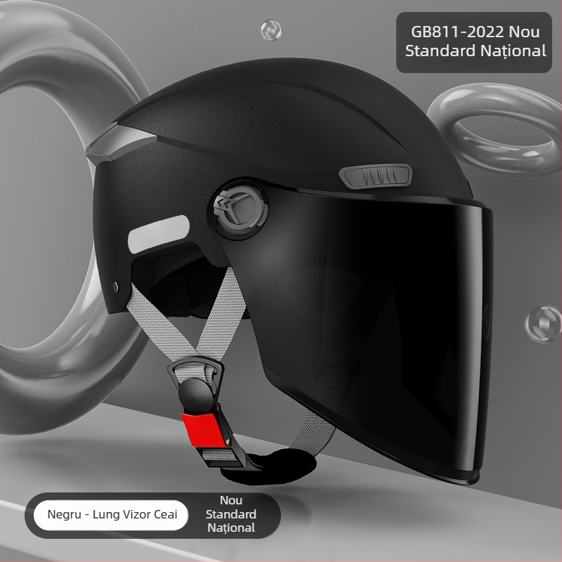Cască de motocicletă cu standard național nou, half-helmet 3C, protecție solară vara pentru femei, căldură iarna pentru bărbați, pentru vehicule electrice