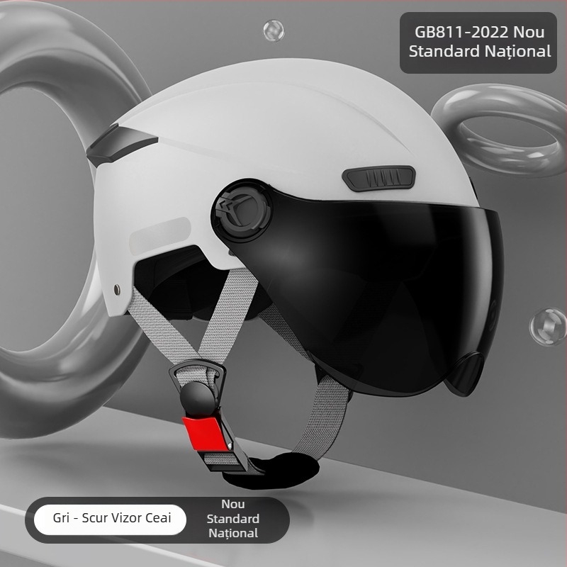 Cască de motocicletă cu standard național nou, half-helmet 3C, protecție solară vara pentru femei, căldură iarna pentru bărbați, pentru vehicule electrice