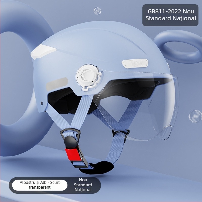 Cască de motocicletă cu standard național nou, half-helmet 3C, protecție solară vara pentru femei, căldură iarna pentru bărbați, pentru vehicule electrice