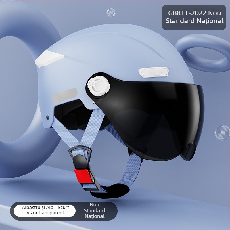 Cască de motocicletă cu standard național nou, half-helmet 3C, protecție solară vara pentru femei, căldură iarna pentru bărbați, pentru vehicule electrice