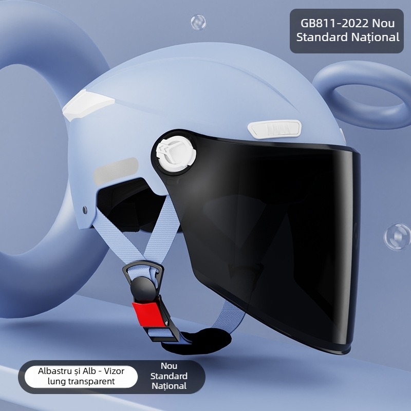 Cască de motocicletă cu standard național nou, half-helmet 3C, protecție solară vara pentru femei, căldură iarna pentru bărbați, pentru vehicule electrice