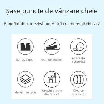 Bandă dublu-adezivă din hârtie de bumbac albă, cu aderență puternică, adeziv topit la cald, pentru meșteșuguri, papetărie și birou