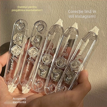 Set de corecții transparent cu capac basculant, portabil, stil japonez, 5 bucăți, design elegant